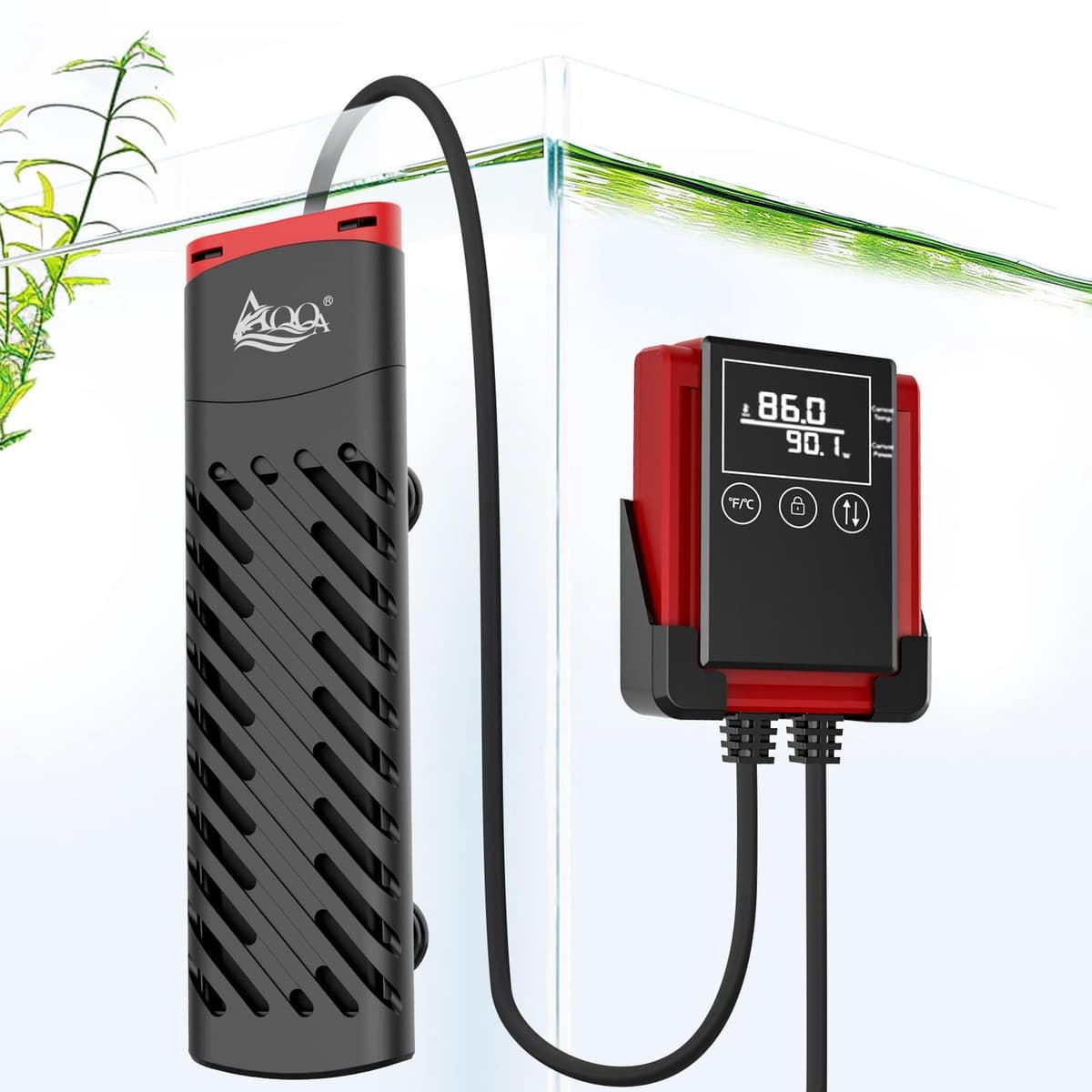 Aquariumverwarming, 100 W, PTC-verwarmingselement met thermostaat, instelbare temperatuur, aquariumverwarming met externe led-controller, display, aquariumverwarming voor 30-100 l — afbeelding 1