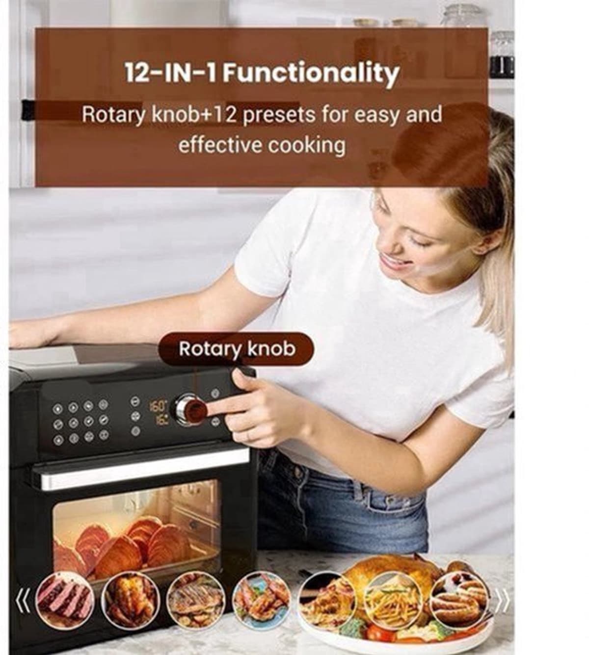Airfryer oven - Hetelucht Friteuse - Air Fryer - 15L - Grote Inhoud - 12-in-1 - 1700W - App Bediening - 360° Luchtcirculatie - Touch Screen - Turbo Functie — afbeelding 1