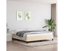 Bedframe zonder matras stof crème 180x200 stoffen ledikant met lattenbodem stevig onderstel slaapkamer meubel