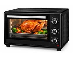 Mini Oven 60 Liter – 2200W – Heteluchtoven met 5 Bakfuncties – Draaispit – 90-230°C