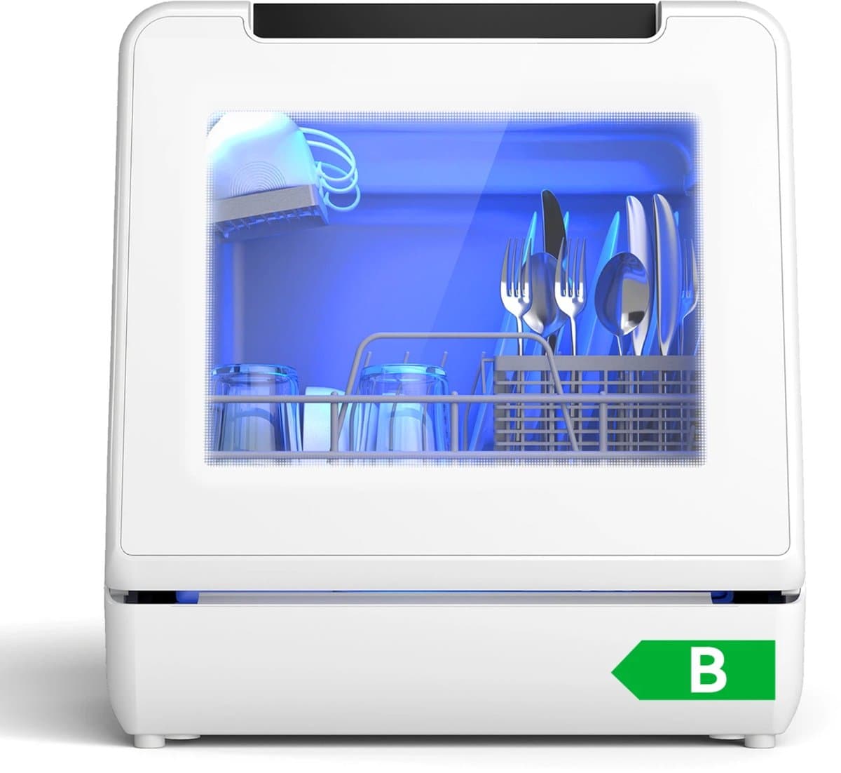 Puluomis Mini Vaatwasser - Afwasmachine - Vrijstaand - 3 Couverts - 6+1 Wasprogramma's - Incl. Bestekmandje - met 5L Waterreservoir - Extra stil - Wit — afbeelding 1