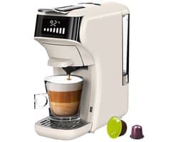 HiBREW H1B koffiezetapparaat met 6 in 1 pads, watertank van 600 ml, drukextractie van 19 bar, koud/warm-modus, LED-indicator, voor Kcup*/Nes*/DG*/espressopoeder