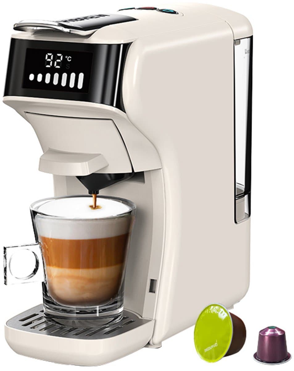 HiBREW H1B koffiezetapparaat met 6 in 1 pads, watertank van 600 ml, drukextractie van 19 bar, koud/warm-modus, LED-indicator, voor Kcup*/Nes*/DG*/espressopoeder — afbeelding 1