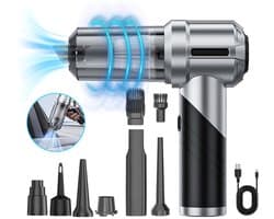 Kruimeldief 120W - 4-in-1 Auto Stofzuiger - Draadloos - Krachtige Handstofzuiger - Zuigen & Blazen - 6 Opzetstukken - Air Duster - 15Kpa