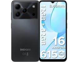 DOOGEE Note 56 Lite - Dual SIM Smartphone - Android 16 -12 GB RAM + 32 GB ROM / 2 TB TF - UNISOC SC9863A - 6150 mAh - 8,5 mm ultraslank - 6,56 inch HD+ - 8 MP + 5 MP - Face ID -Zwart