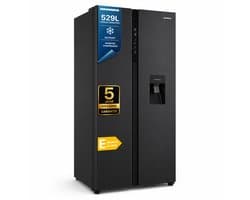 Heinner HSBS-HM529NFBKWDE++ Amerikaanse Side-by-Side Koelkast met Waterdispenser – 529 L – Full No Frost – LED Touch Display – Eco Functie – Zwart – 5 Jaar Garantie