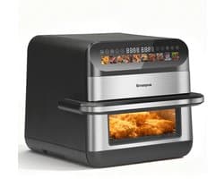 Digitale Airfryer XXL 11L Sinaopus - Dubbele Mand met 2×5L - 2400W - 10 Programma’s - Smart Finish & Match Cook - 80–200°C Instelbaar - Onafhankelijke Bediening & Veilig Pauzesysteem - Automatische Keerherinnering & Binnenverlichting