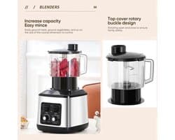 Multifunctionele Keukenmachine – Blender – Food Processor – Sapmaker – IJscrusher – Grote Inhoud 3L+1,5L+0,5L – Krachtige 9500W Motor – Stille Frequentie Technologie