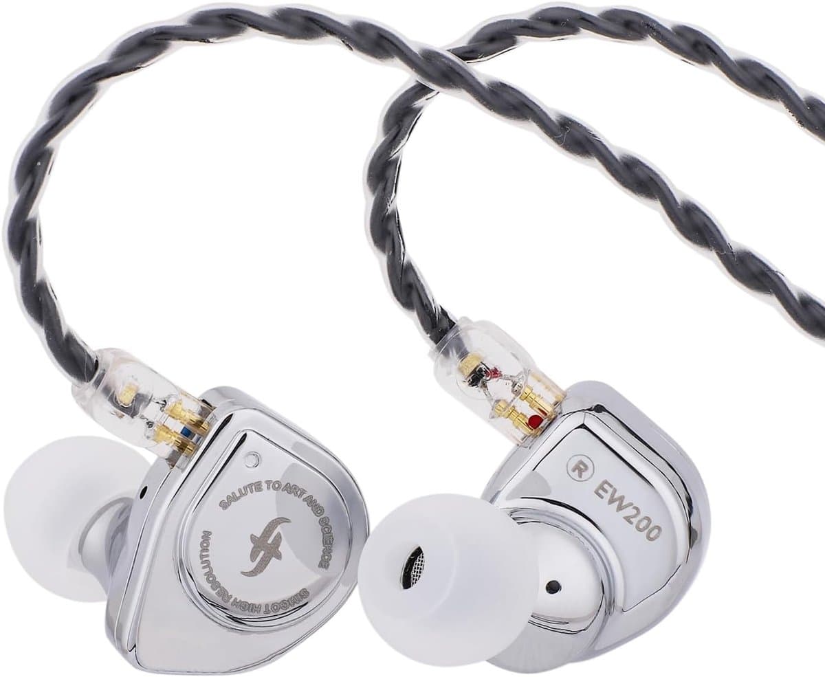 Simgot EW200 - In-Ear Monitors - IEM - Muziek & Gaming Oortjes - Metalen Behuizing - Oordoppen - Verwisselbare Kabel - Ergonomisch Design - Hybride Drivers - Zilver — afbeelding 1