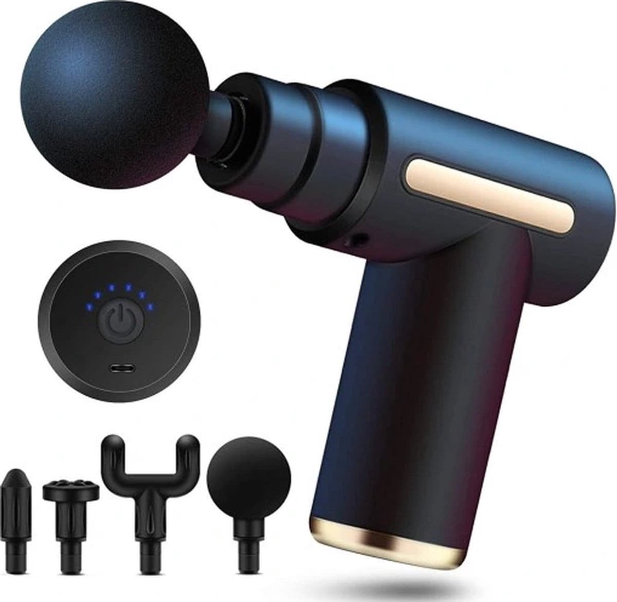 Waledano® Massage Gun - Spiermassage Apparaat - Dit 4-in-1 Massagepistool is een Compacte - Deep Tissue & Sportmassage – Inclusief Handeiding - Zwart — afbeelding 1