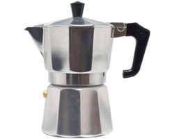 Cookinglife Percolator 2-3 Kopjes - Moka Pot - Aluminium - Grijs/Zwart - Authentieke Espresso - 150 ml