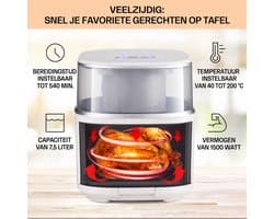 Airfryer Met Stoomfunctie - 7,5 Liter - 1500 W - 16 Kookprogramma’s - Touchscreen - Instelbare Temperatuur - Timer - Vaatwasserbestendige Onderdelen - Crème