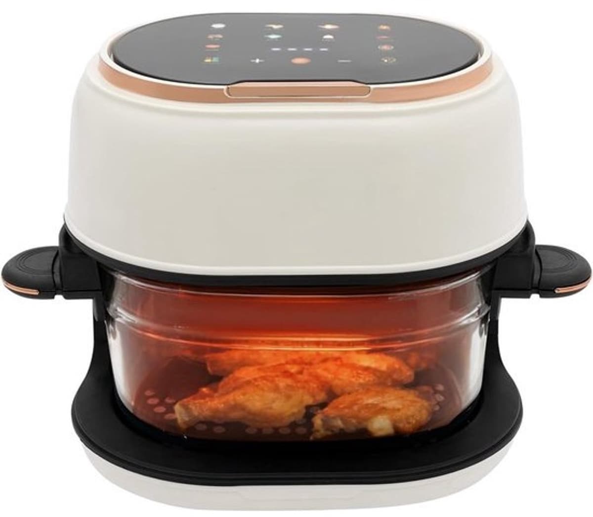Airfryer Compact - Mini-heteluchtfriteuse - Koken met minder vet - Glazen mand - 4 Liter - Wit — afbeelding 1