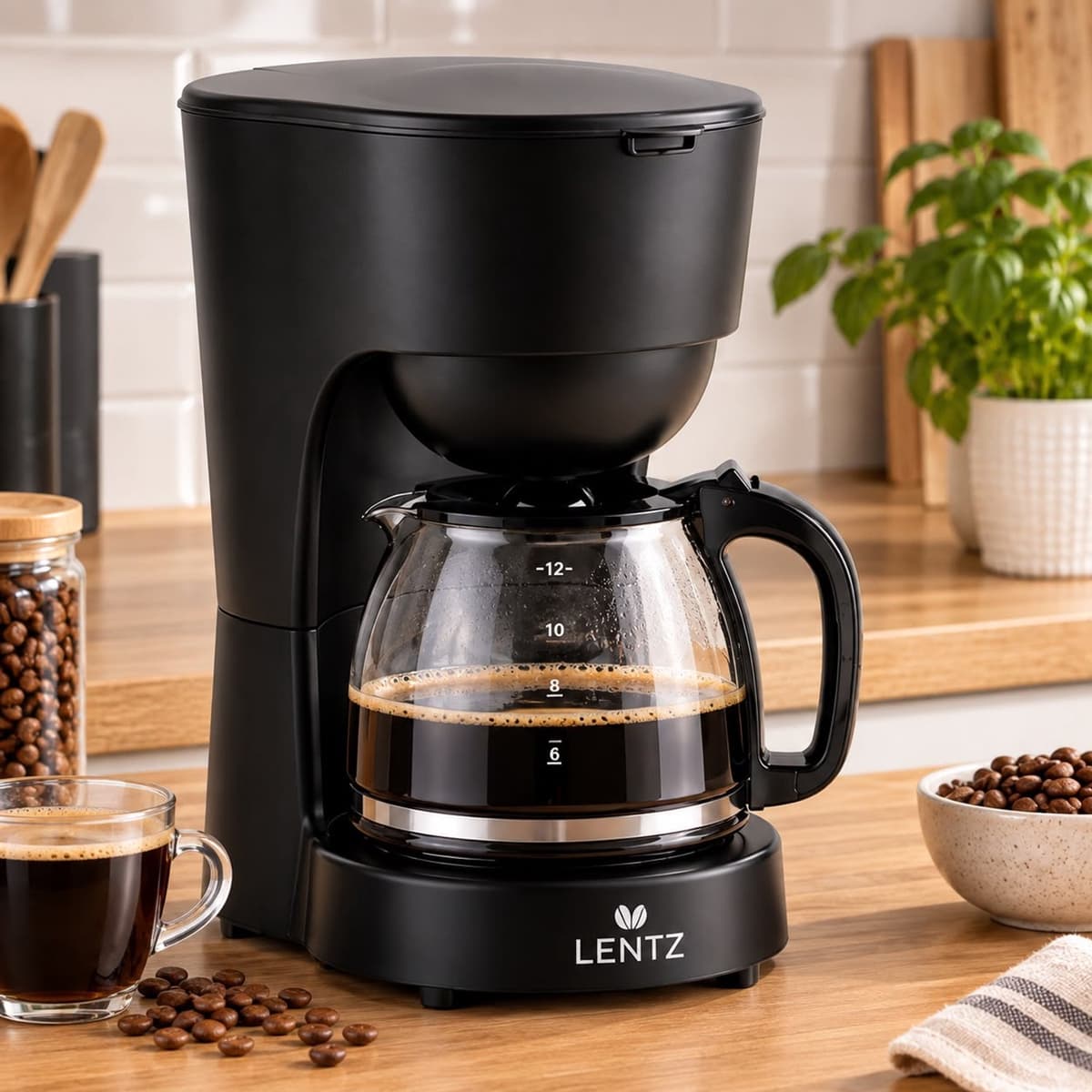 LENTZ Mini Koffiezetapparat 1,25 L - Ligtgewigt koffiemachine - Zonder Filter - 750 W — afbeelding 1