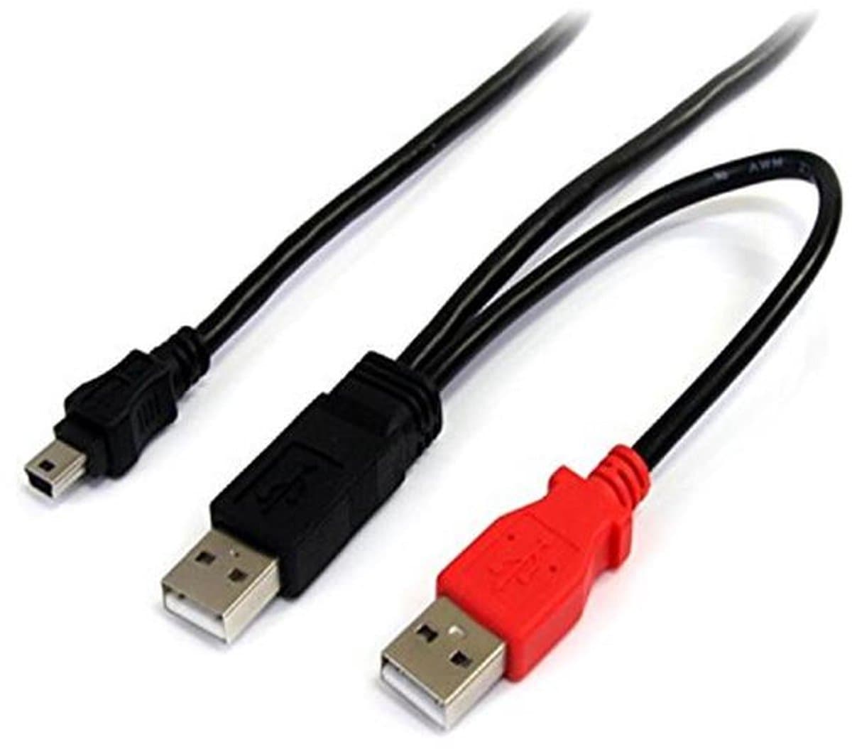 1.8m USB Y-kabel voor externe harde schijven - USB A naar mini-B verbinding — afbeelding 1