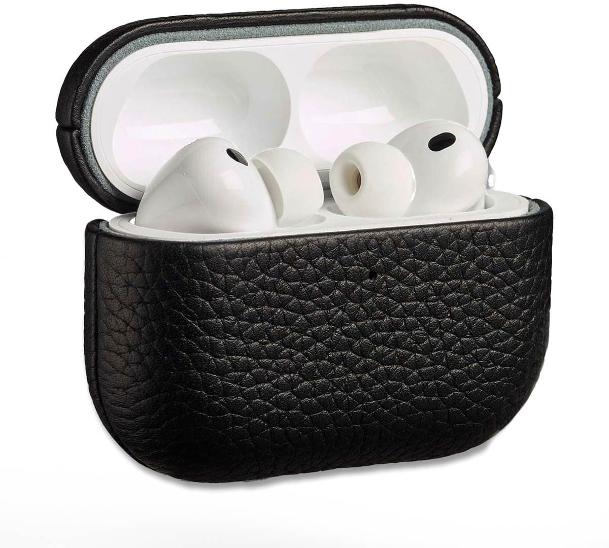 Accezz Echt Leren Case - Hoesje geschikt voor AirPods Pro 3 - Zwart — afbeelding 1