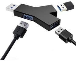USB Hub 3 Poorten (2x USB 2.0 + 1x USB 3.0) - Mini Externe Adapter voor PC en Laptop - Zwart