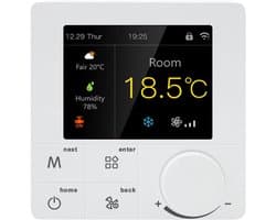 Slimme Wifi Thermostaat - Kleur Display - Temperatuur Regelen - 4-buis Systeem - 8.6 cm - Wit