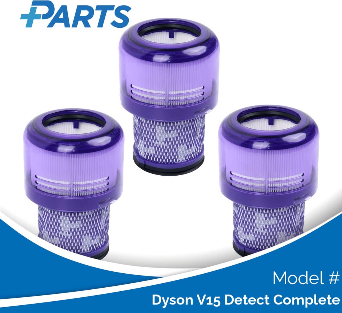 Dyson V15 Detect Complete Filters (3 Stuks, Plus.Parts® alternatief voor 970013-02) — afbeelding 1