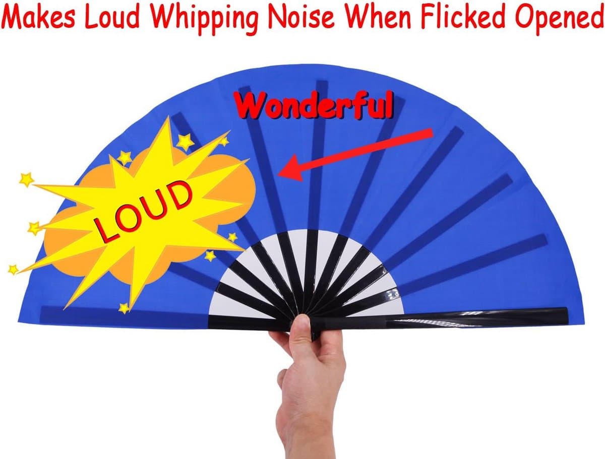 Grote Opvouwbare Ventilator - Chinese en Japanse Stijl Handventilator voor Vrouwen - Perfect als Cadeau en voor Dansen - Blauw — afbeelding 1