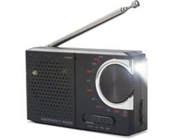 Caliber Noodradio - Radio op Batterijen - Draagbare Radio - Met Zaklamp - Zwart