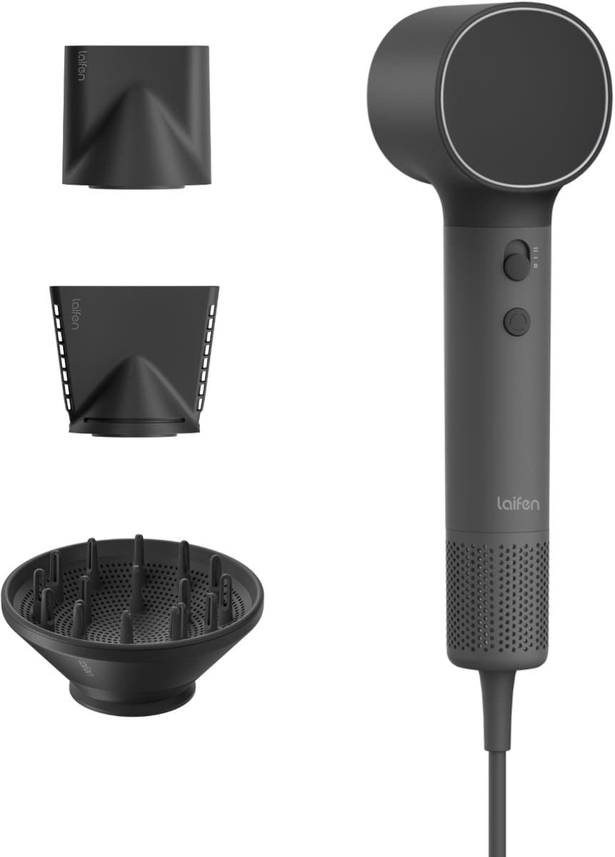 LAIFEN Neo - Haardroger met ionische technologie - 3 warmtestanden - 3 opzetstukken Föhn Shadow Black — afbeelding 1
