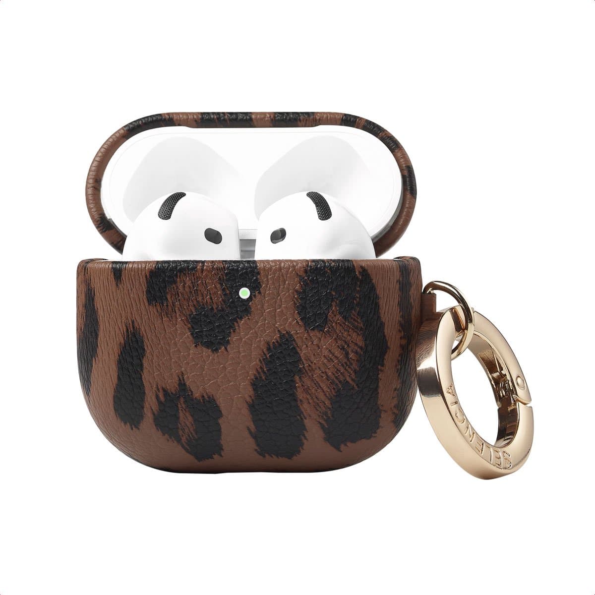 Selencia Sabi Case met panterprint - Hoesje geschikt voor AirPods 4 - Mocha Brown — afbeelding 1