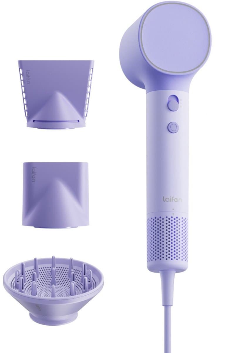 LAIFEN Neo Föhn - Haardroger met ionische technologie - 3 warmtestanden - 3 opzetstukken - Föhn Purple — afbeelding 1