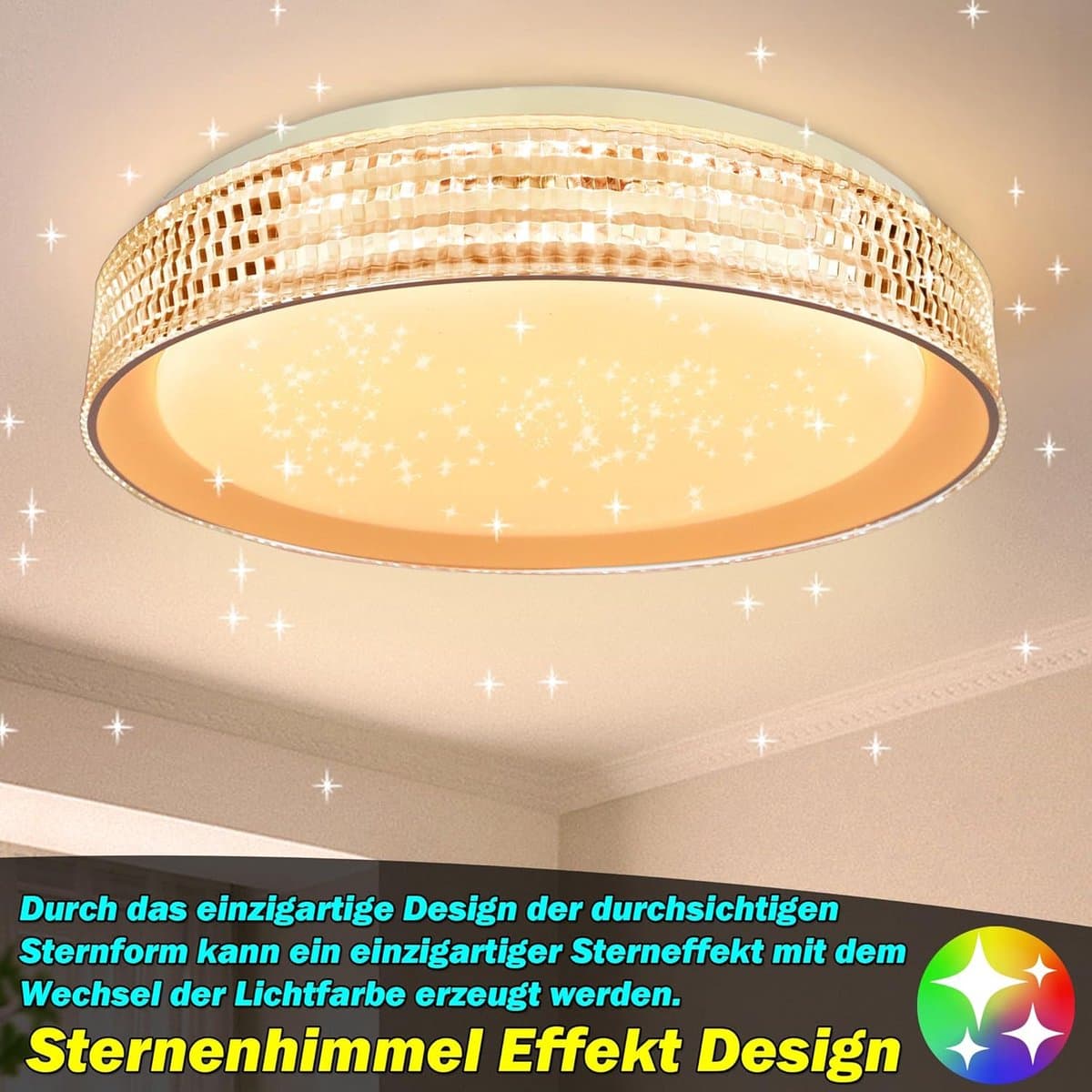 Ronde Dimbaar Plafondlamp 60W met RGB Kleuren en Afstandsbediening Ø50cm - IP44 Waterdicht — afbeelding 1
