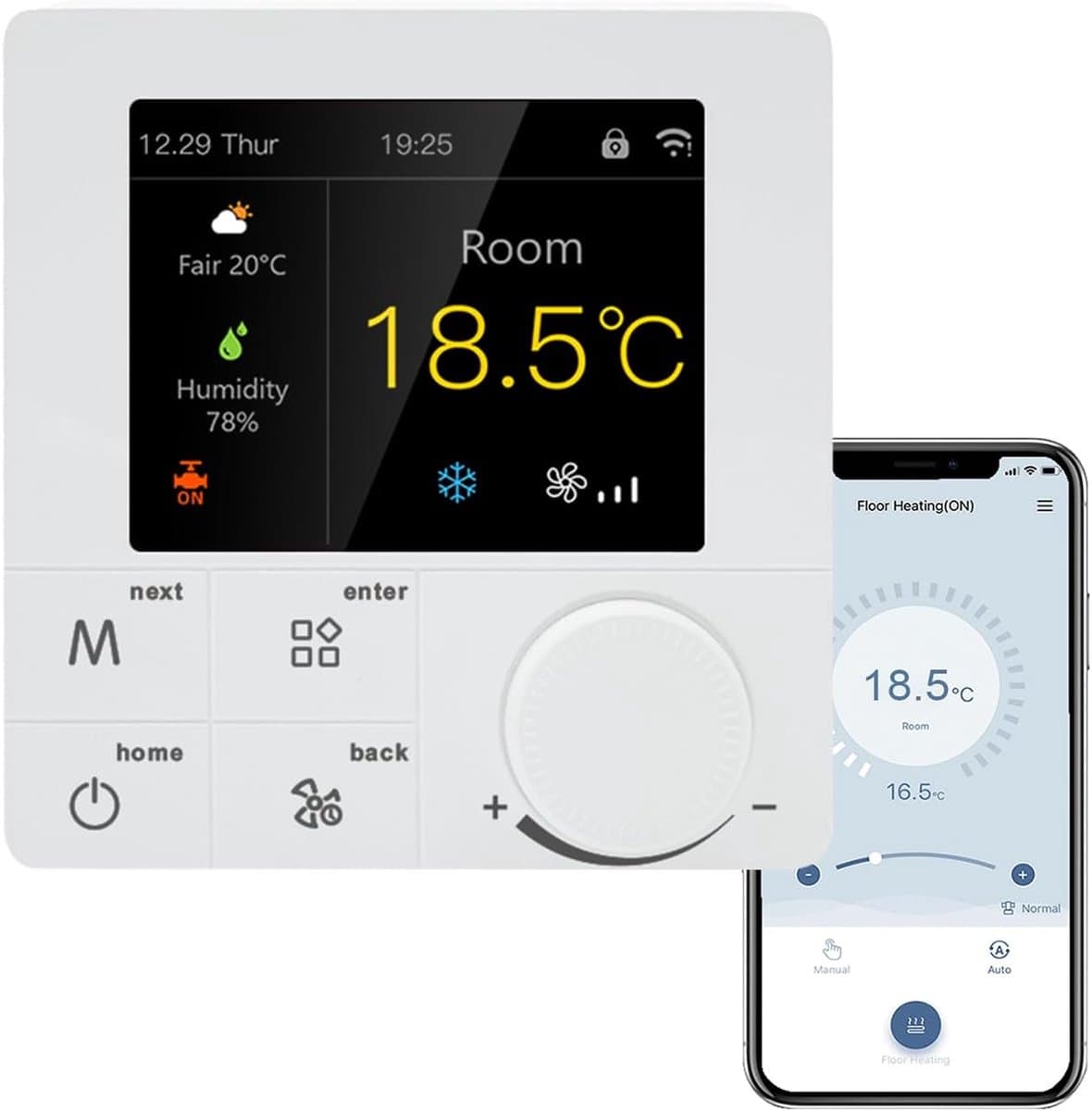Slimme Wifi Thermostaat voor Airconditioning met Kleurenscherm, Werkt met Alexa en Google Home — afbeelding 1