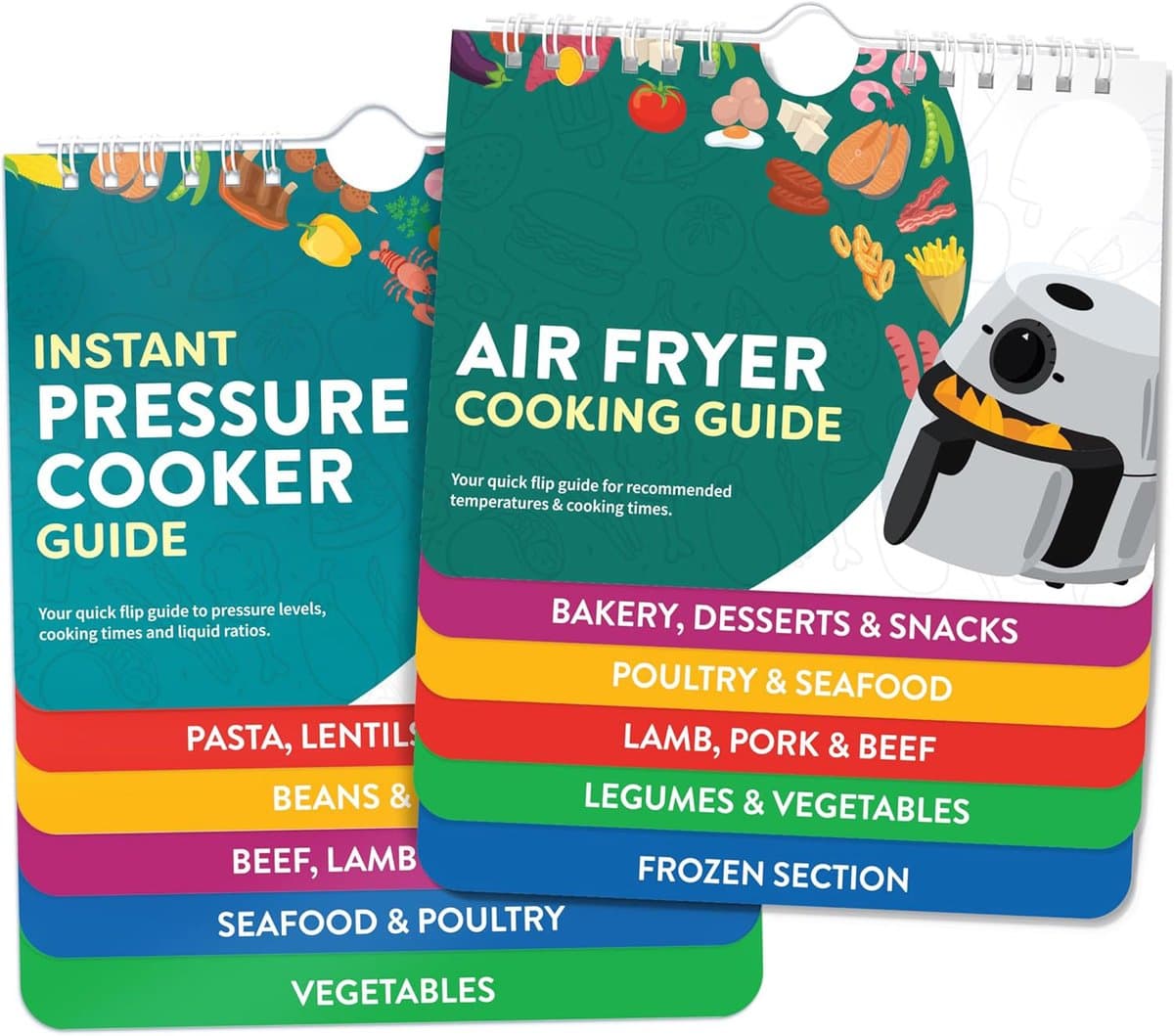 Set Van 2 Magnetische Kookgidsen Voor Air Fryer En Instant Pot - 7 X 6 Inch - Handige Kookaccessoires Voor Keuken - Airfryer Kookgids - Baktijden en Temperaturen — afbeelding 1