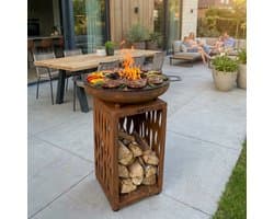 Plancha BBQ – ASH - Glow - Plancha barbecue met grillring – Vuurschaal & Plancha bakken – Cortenstaal