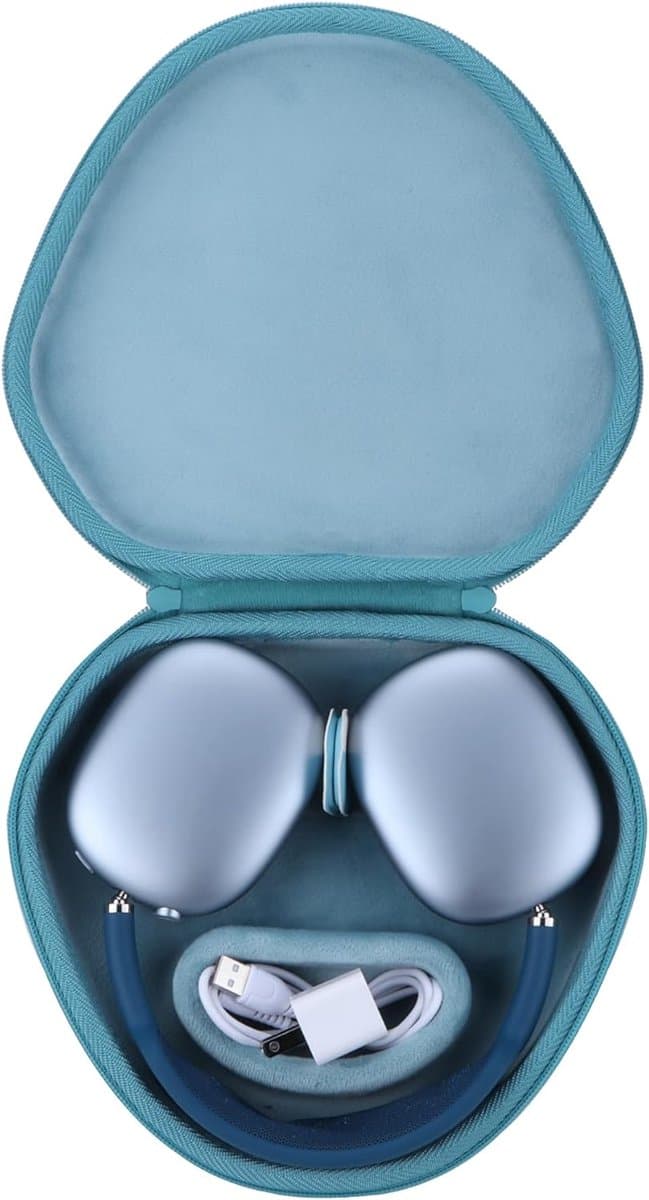 Harde Beschermhoes - Draagbare Case - Hoofdtelefoon Opslag - Automatische Slaapmodus - 24x22x6cm - Lichtblauw — afbeelding 1