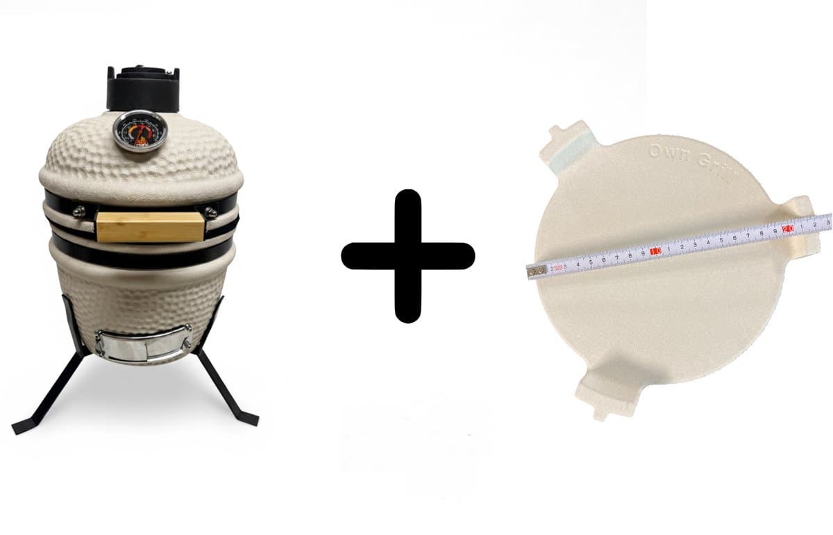 Compleet - Own Grill 13 inch kamado barbecue V2 creme met heatdeflector — afbeelding 1