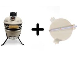 Compleet - Own Grill 13 inch kamado barbecue V2 creme met heatdeflector