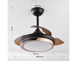 LumenXL - Plafondventilator Vento zwart met bruin incl. LED en afstandsbediening — afbeelding 1