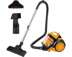Zakloze stofzuiger - Krachtige stofzuiger - Stofvrij schoonmaken - 3 Liter stofopvang - 2000 Watt vermogen - Geel