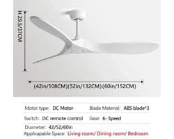 Nivard Plafondventilator - Met Verlichting - Plafond Ventilator - Met Lamp - Plafonniere Met Ventilator - Wit - 132cm
