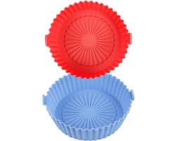 2-pack ronde siliconen bakmandjes Geschikt voor airfryer van 1-3,5 liter, siliconen pannen en kommen voor airfryer, herbruikbare bakplaten, ovenaccessoires (boven 16,5 cm / onder 14 cm)