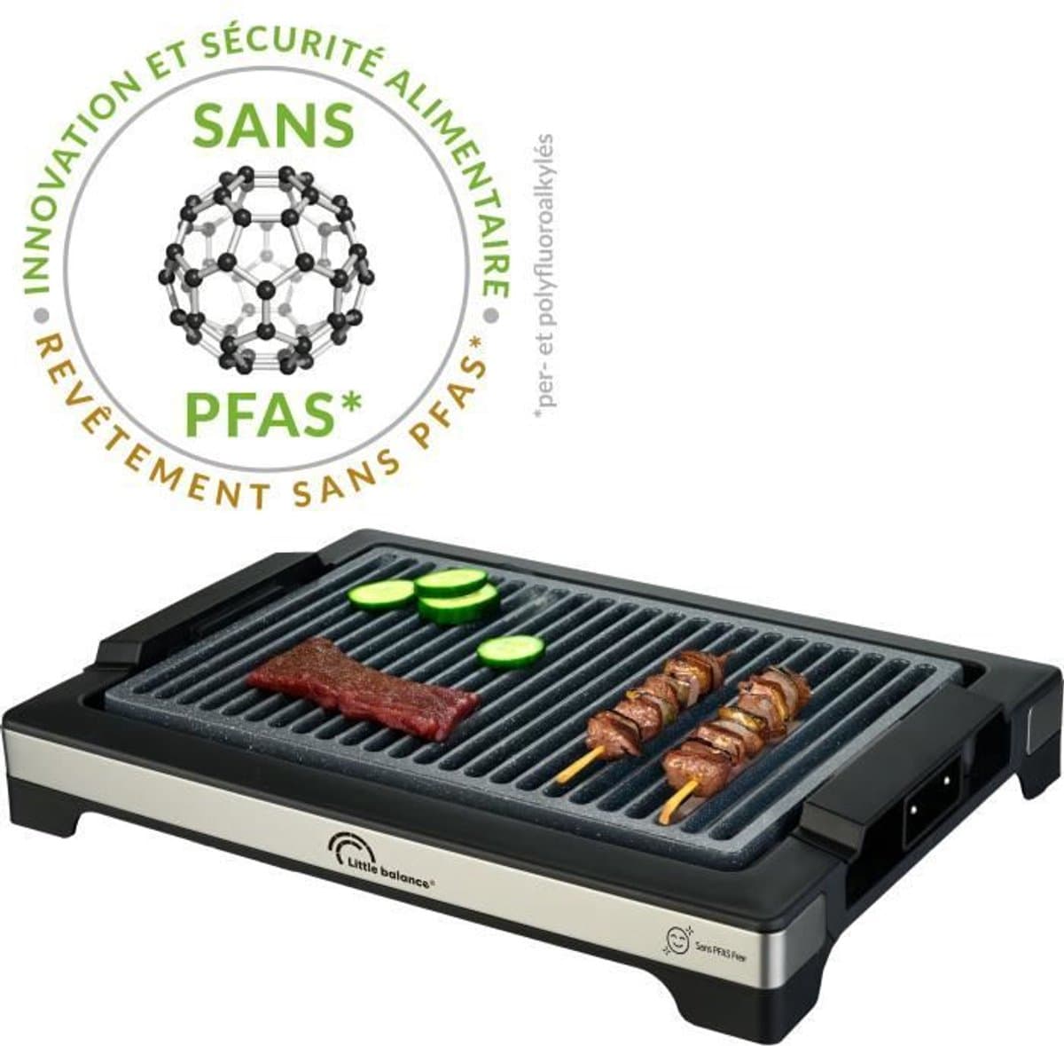 Little Balance 8863 elektrische tafelgrill - Easy Nopifas - Kookoppervlak 38 x 25 cm - PFAS-vrije microkeramische coating - 2000W — afbeelding 1