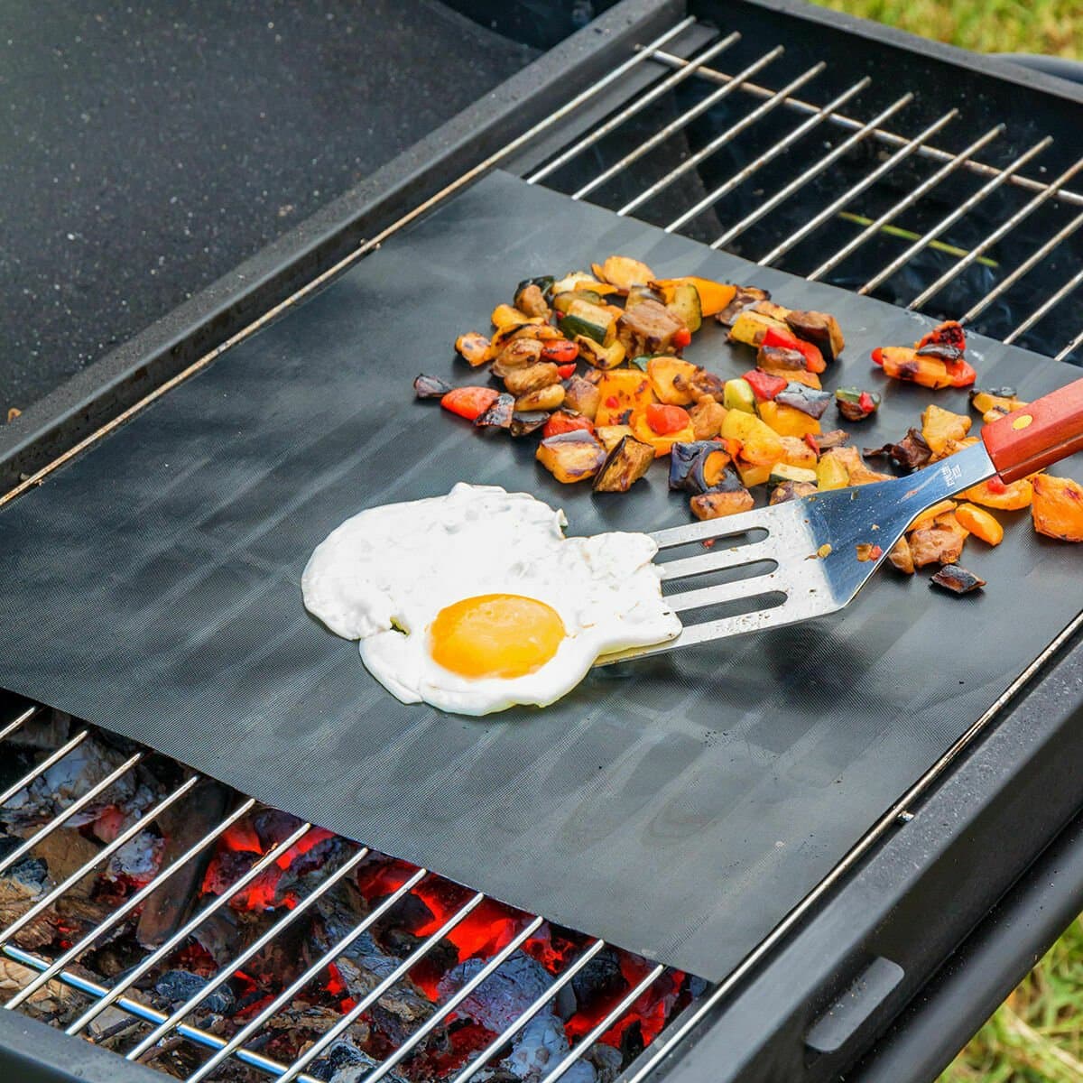 Pack Roestvrijstalen vouwbarbecue voor houtskool en Grillmat voor Oven en Barbecue InnovaGoods — afbeelding 1
