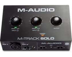 M-AUDIO M-Track Solo USB Audio Interface voor opnemen, streamen en podcasten met XLR-, lijn- en DI-ingangen, plus een softwaresuite inbegrepen