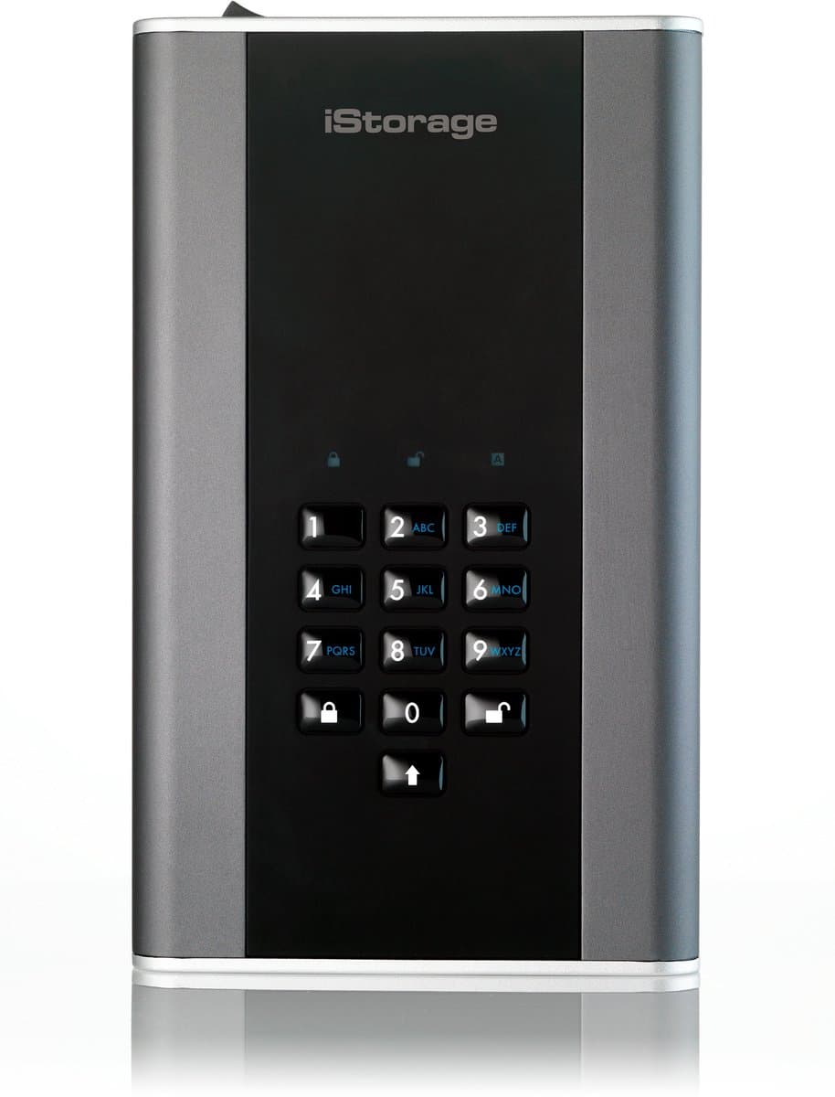 iStorage diskAshur DT2 - externe harde schijf - 8 TB - Cijfercode - Zwart - Grafiet — afbeelding 1