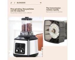 Multifunctionele Keukenmachine – Blender – Food Processor – Sapmaker – IJscrusher – Grote Inhoud 3L+1,5L+0,5L – Krachtige 9500W Motor – Stille Frequentie Technologie