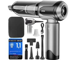 Handstofzuiger, accu, autostofzuiger, sterk, 26000 Pa, 4-in-1 mini-stofzuiger, draadloos, Car Vacuum Cleaner Air Duster, draagbaar, licht en oplaadbaar voor auto, thuis, huisdieren, zilvergrijs