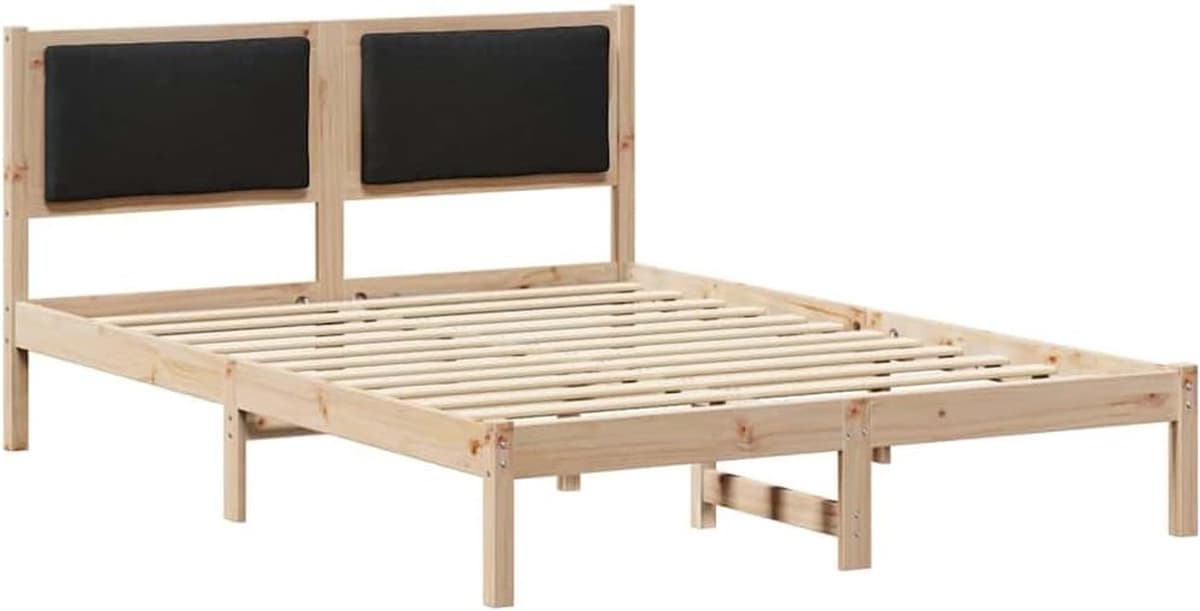 Bedframe zwart, 150 x 200 cm, massief grenen — afbeelding 1