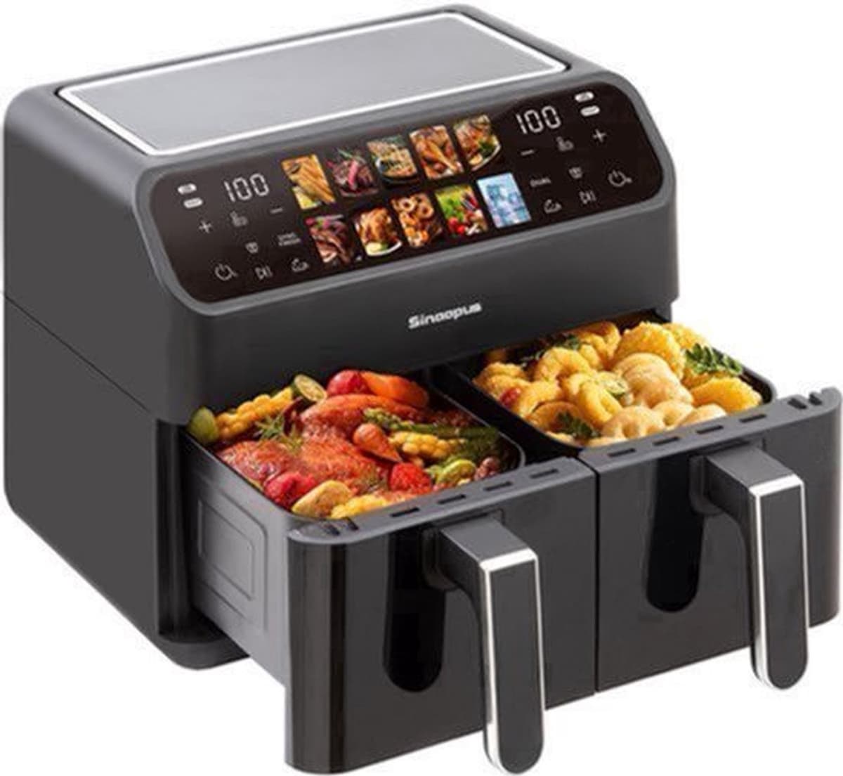 Heteluchtfriteuse 9 Liter - 10-in-1 Multifunctioneel - Elektrisch - Olieloze Kookoven - Gezinsformaat - Dubbele Mand - Aanraakbediening — afbeelding 1