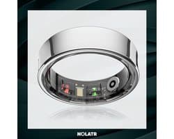 NOLATR LUX Slimme Ring - Slaaptracker - Hartslagmeter - SpO2 - Huidtemperatuur - Menstruatiecyclus - Stappenteller - Nederlandse App - Zilver - Maat 12