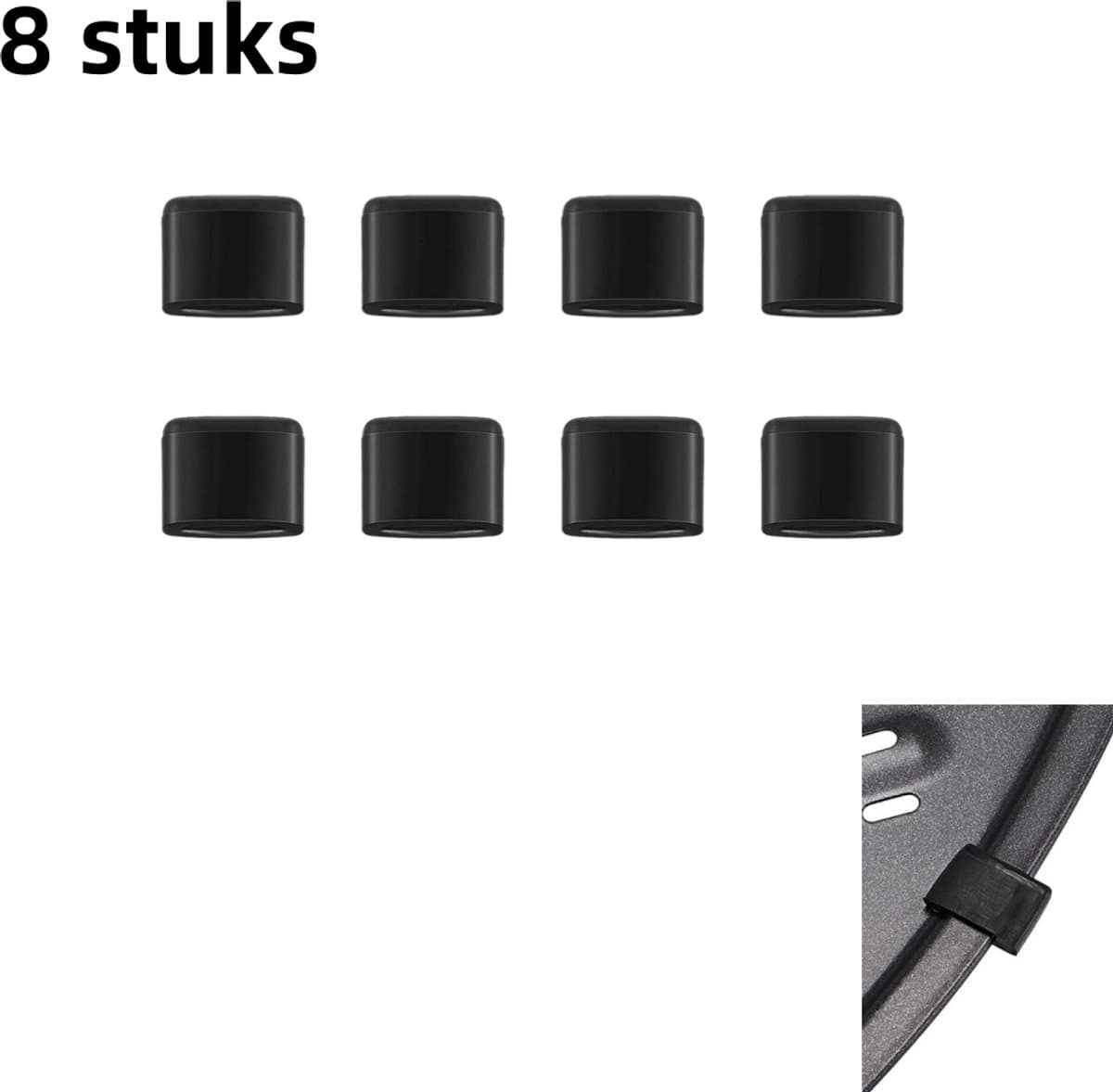 8-pack - Siliconen dop beschermhoezen - Geschikt voor Airfryer accessoires - Bakmatten - Zwart — afbeelding 1