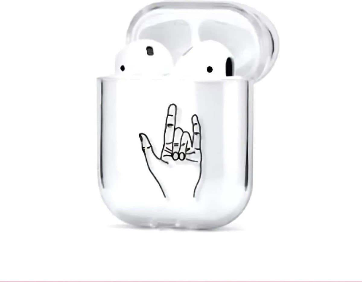 Shieldcase Rock Your Case - beschermhoes geschikt voor Airpods 2 Case - doorzichtig hoesje met zwarte print - transparant — afbeelding 1